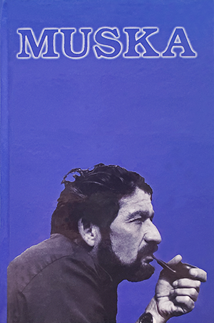 purple cover with image of a man