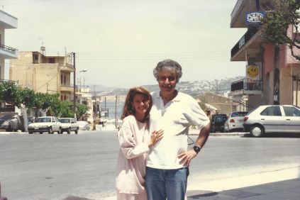 Sara Ashworth and Dr. Kostas Mountakis standing in the streets of Crete