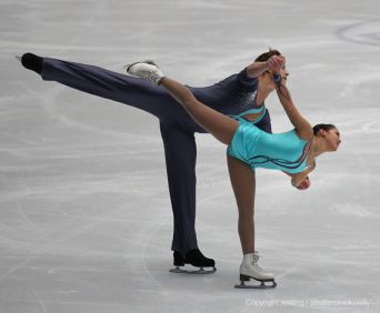 man and woman figure skating