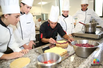 chef preparing cake