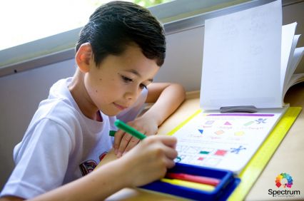 little boy coloring