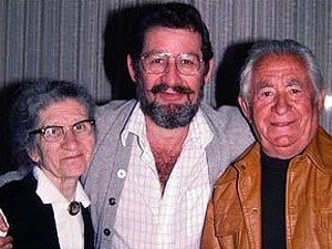 man with his parents
